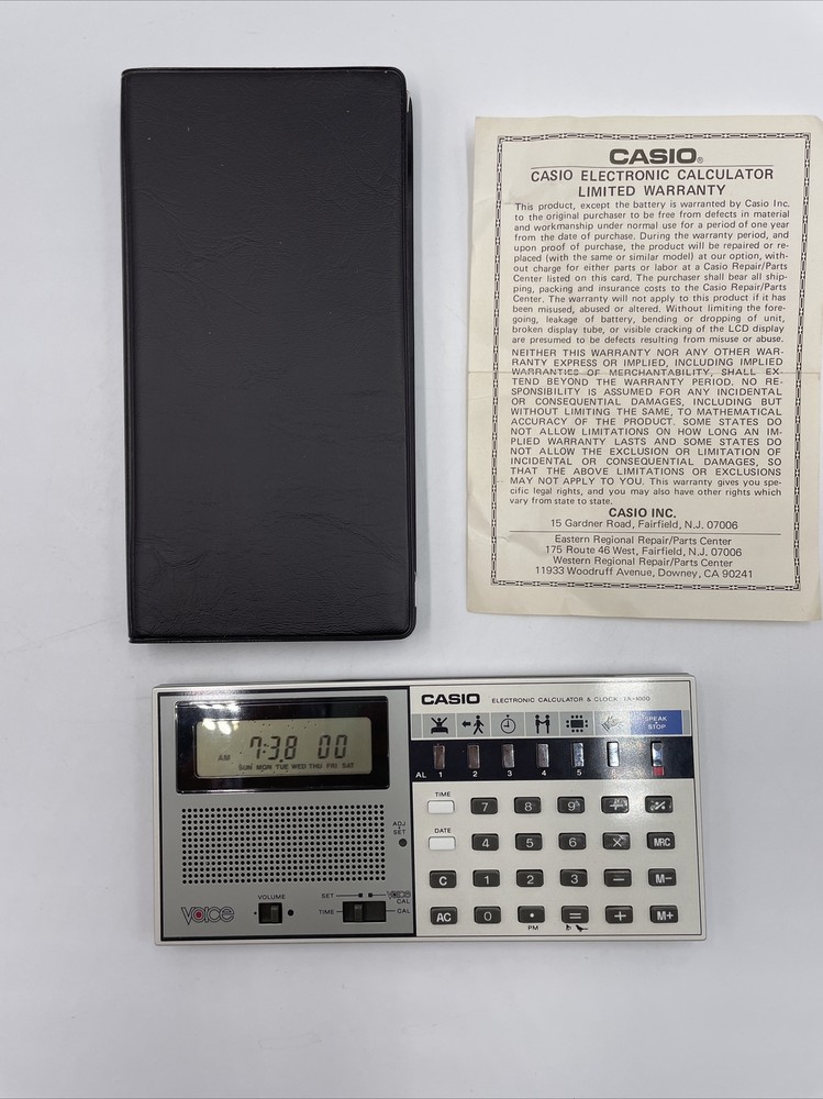 Casio Voice TA-1000 Calculator & Clock Box 1983