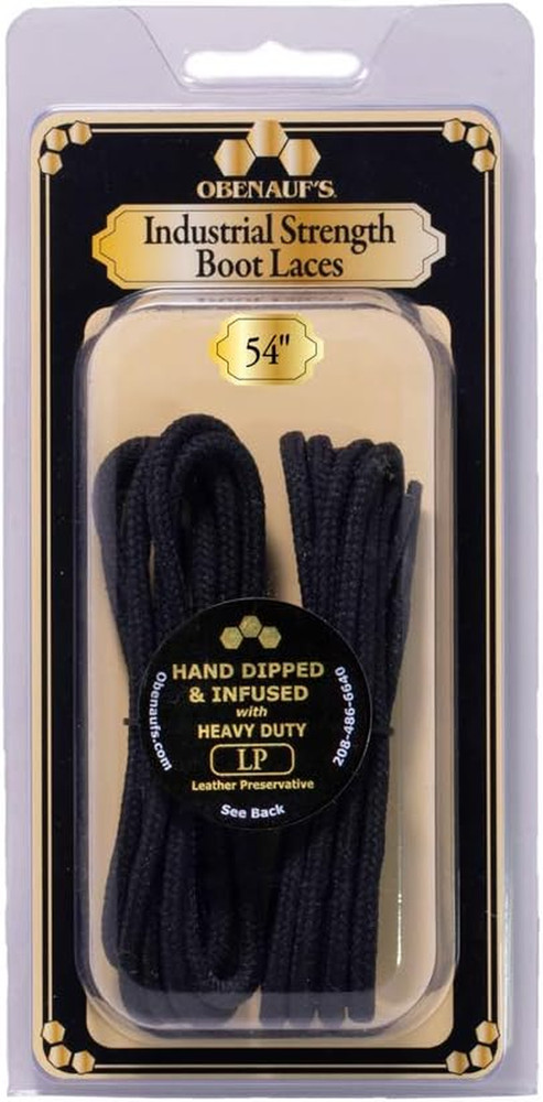 Boot Laces Industrial Strength Black Waxed round 1 Pair