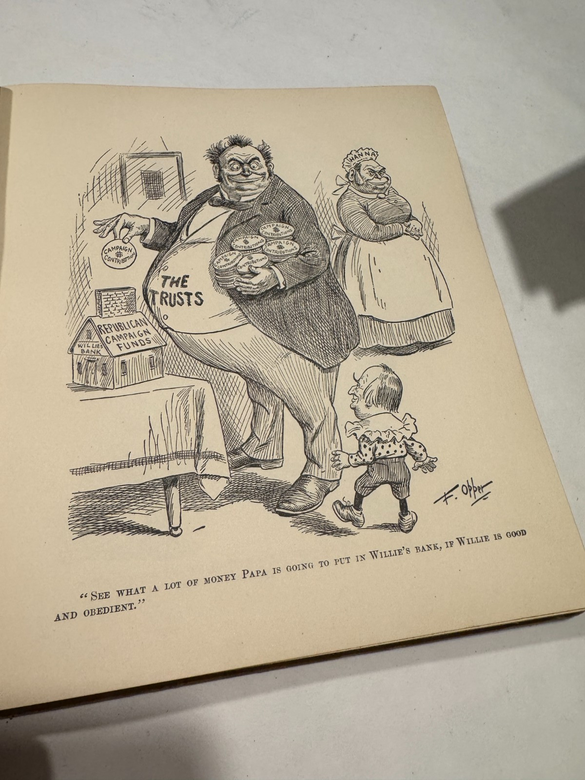 SIGNED BY AUTHOR! Willie and His Papa F. Opper 1901 Book McKinley Teddy Satire