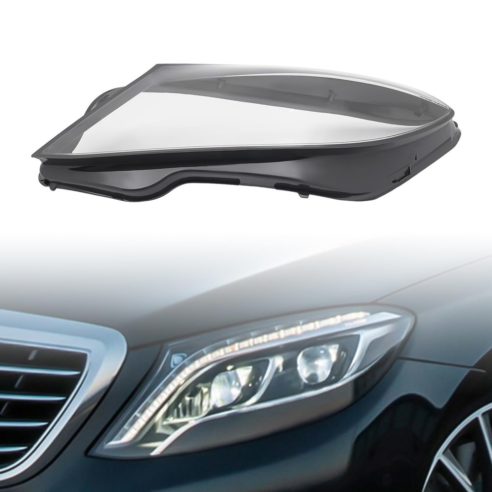 Front Headlight Lens Covers for 14-17 W222 S-Class Clear Left Right Replacement