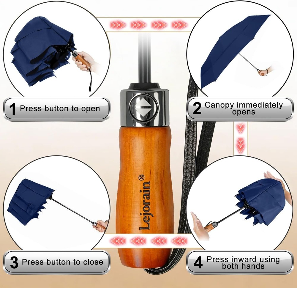 Large Folding Golf Umbrella,54inch Collapsible Automatic Umbrella Double Canopy