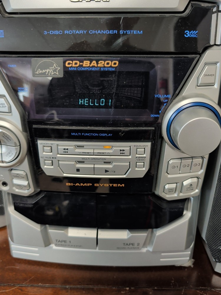 Vintage Sharp CD-BA250 3 CD Changer Player Cassette Receiver With LG CD & Remote