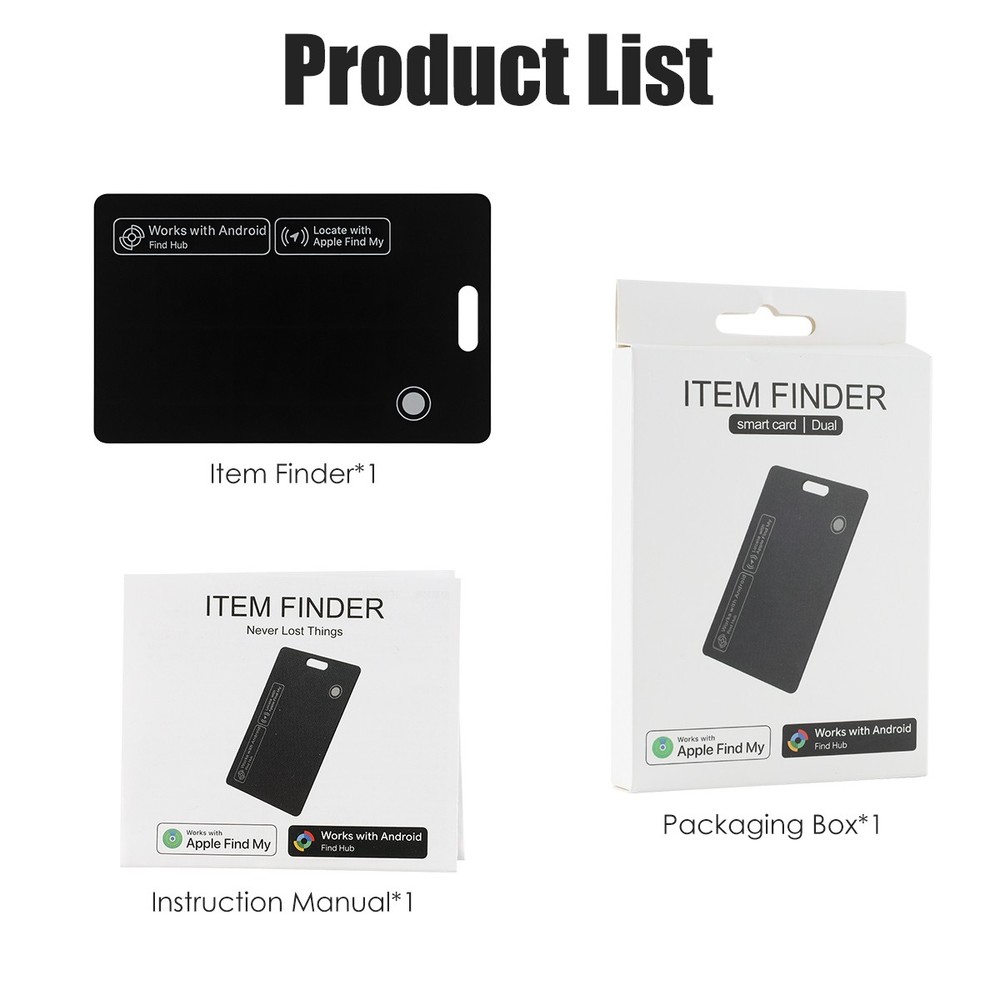 Slim Rechargeable Wallet Tracker Card - Works with iPhone & Google Find My