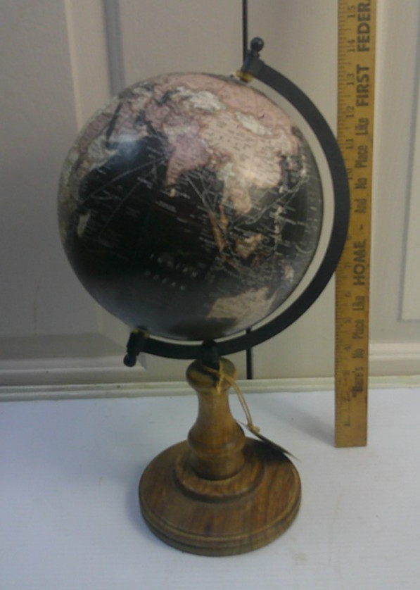 Desk Top World Globe on wood  Base 15”Tall