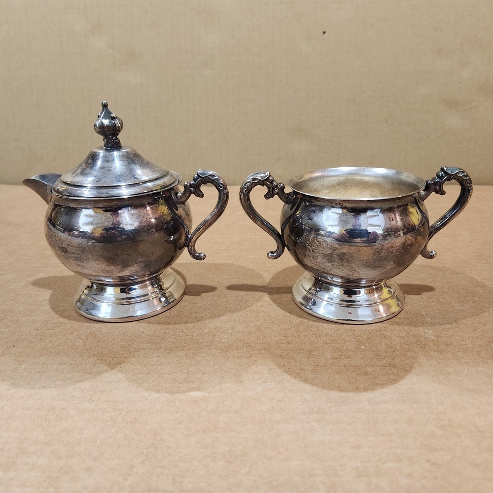 Vintage Silver Plated Sugar Bowl & Creamer Set