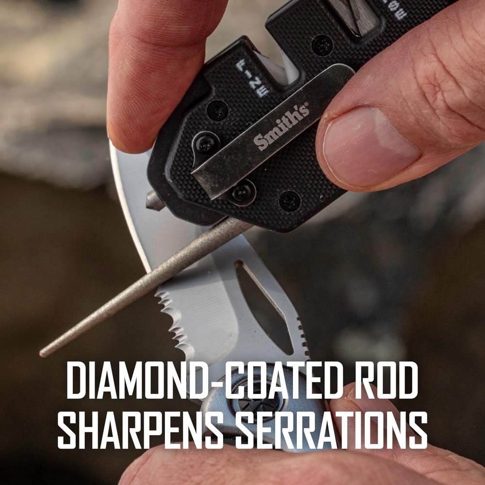 Smith’s 50979 Pocket Pal Tactical Knife Sharpener - Black - 2 Stage Sharpener...