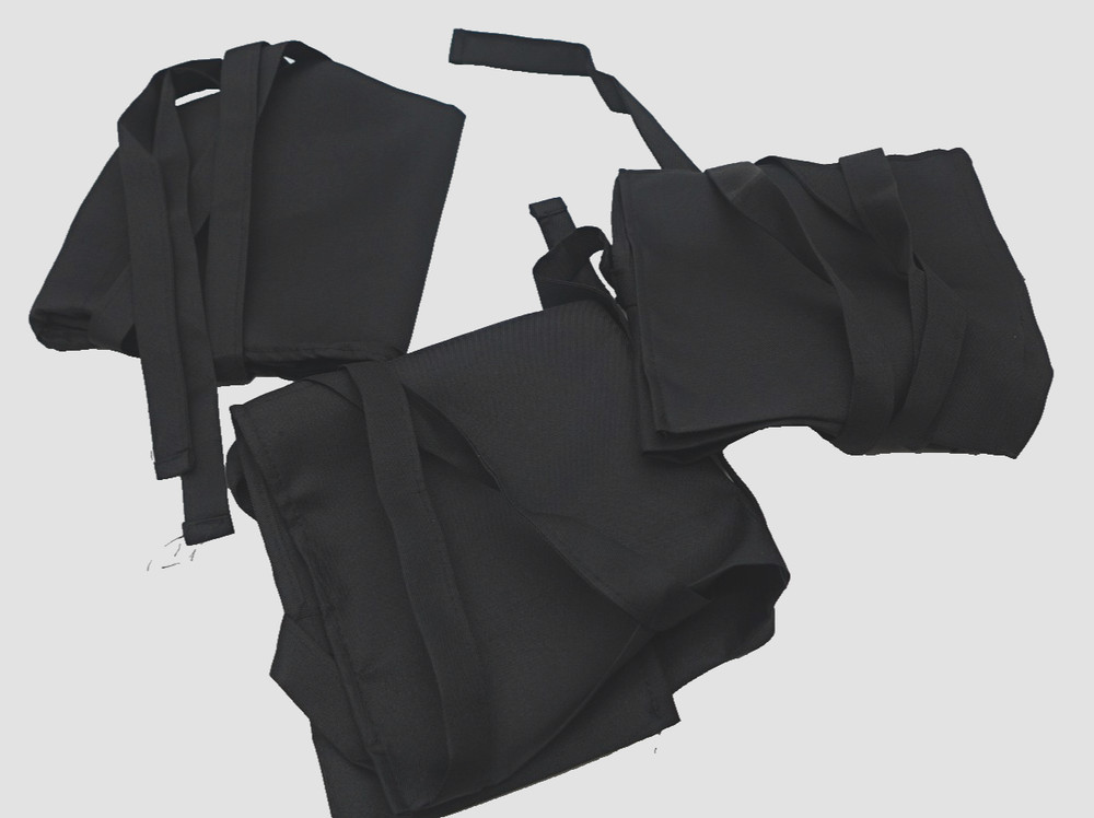 3-Pack Black Server Aprons Waist Half Bistro Restaurant Uniform Set