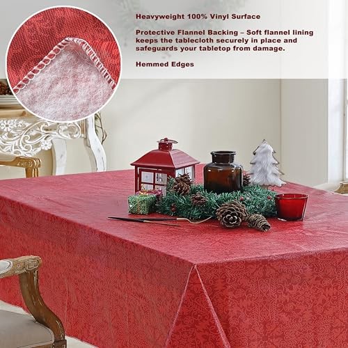 Red Reindeer Damask Christmas 60 x 102 Inch Rectangle 102" x 60" (Rectangular)