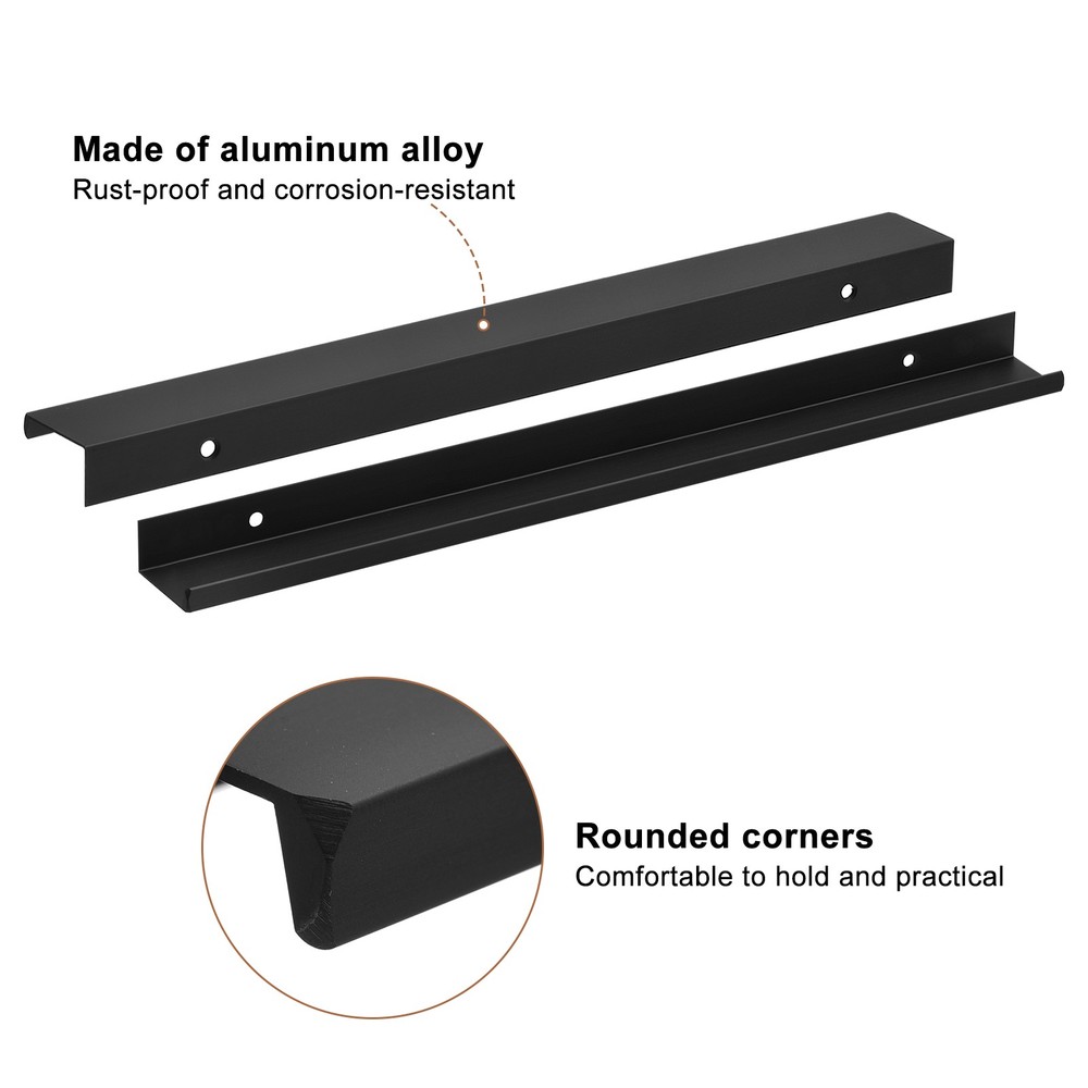 Cabinet Edge Finger Pull, 6pcs 300mm/11.81 Hidden Cabinet Pulls, Black