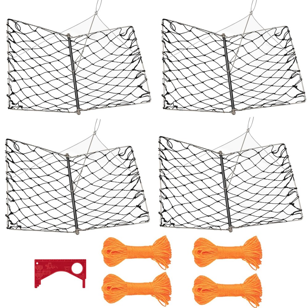 QualyQualy 4 Set Castable Crab Trap Kit, Foldable Crabbing - 4 Pack