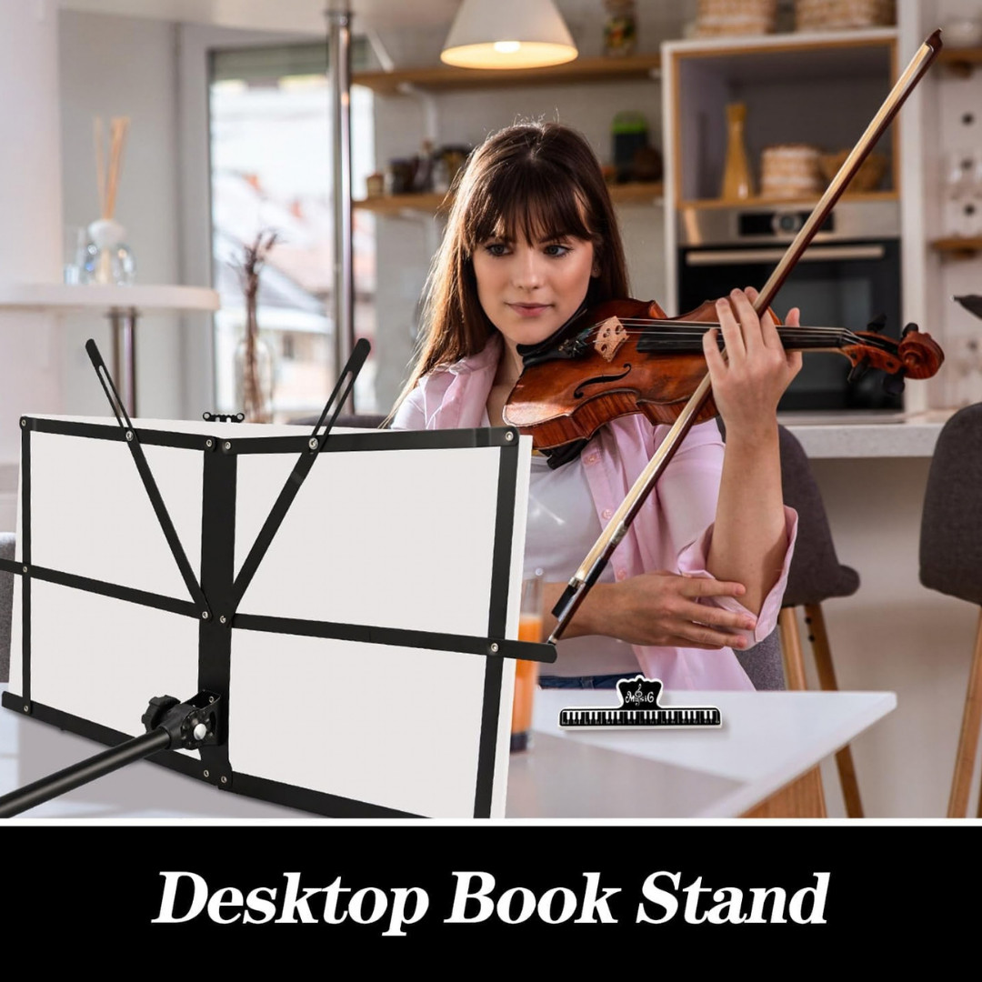 1 Pack Music Stand 2 in 1 Dual-Use Folding Sheet Music Stand Lightweigh...