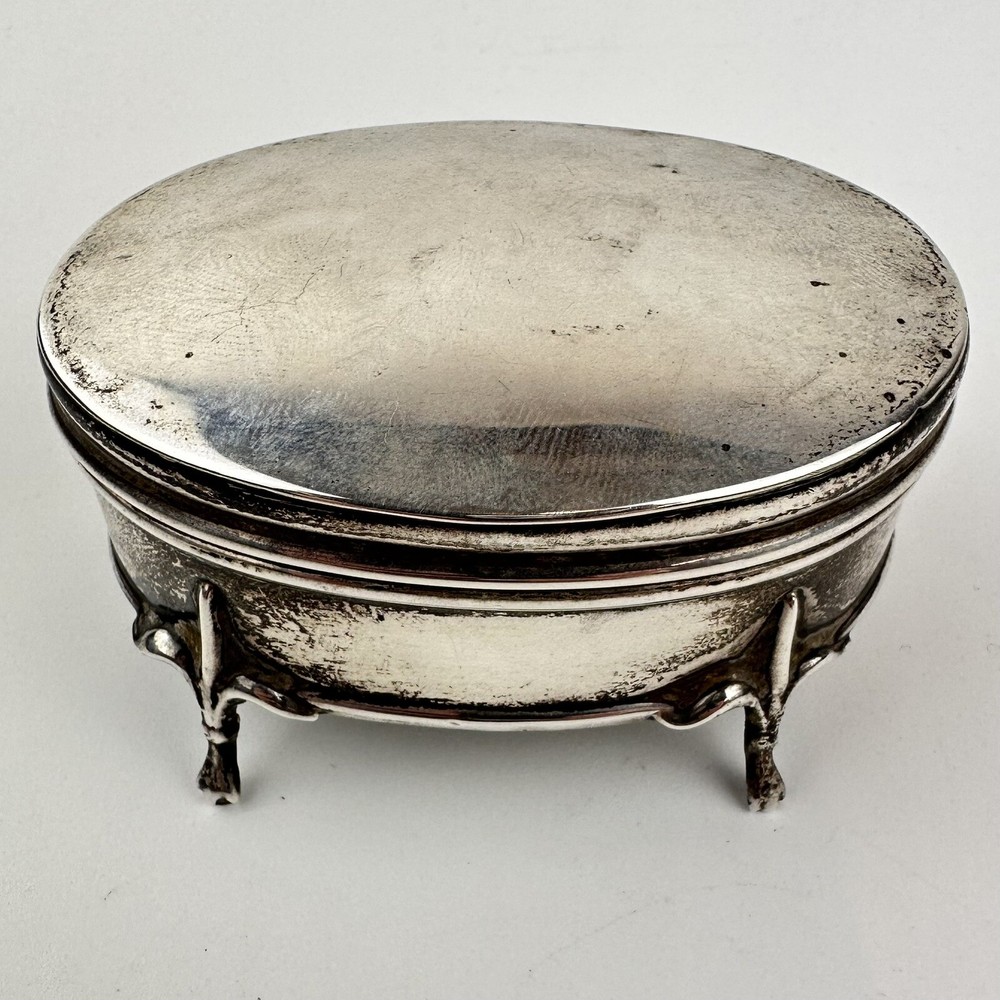 Antique Solid Silver Jewellery Box Saunders & Shepherd 1918 7cm