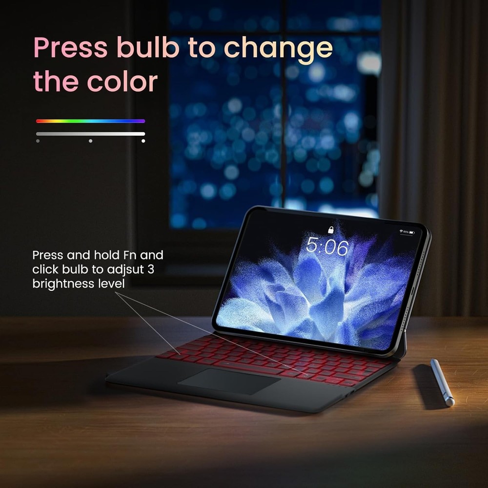 Surface Pro 7 Keyboard, 7 Color Backlight Wireless Keyboard for Microsoft Surfac