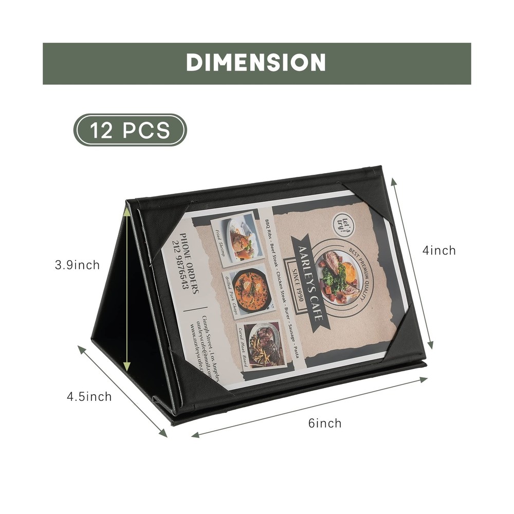 FLKQC 12 Pcs Table Tent Menu Covers | 3-Side Triangle Picture Frames Leather ...