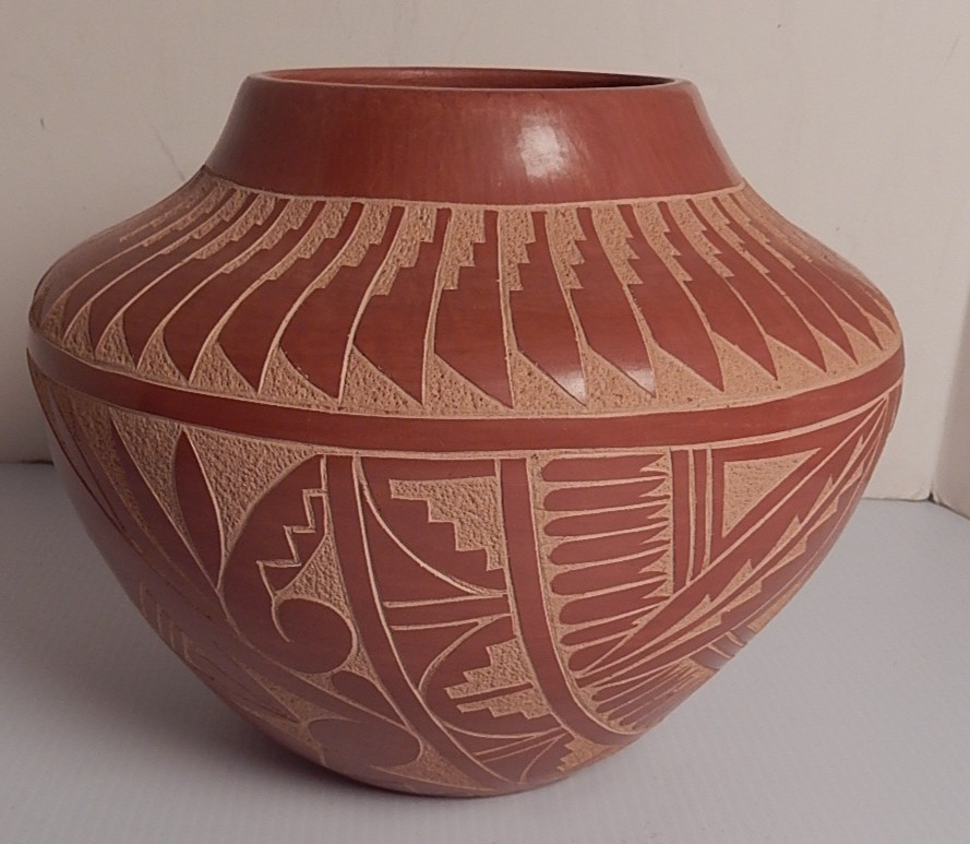 Beautiful Signed Ida Yepa Polychrome Redware Pot Jemez Pueblo