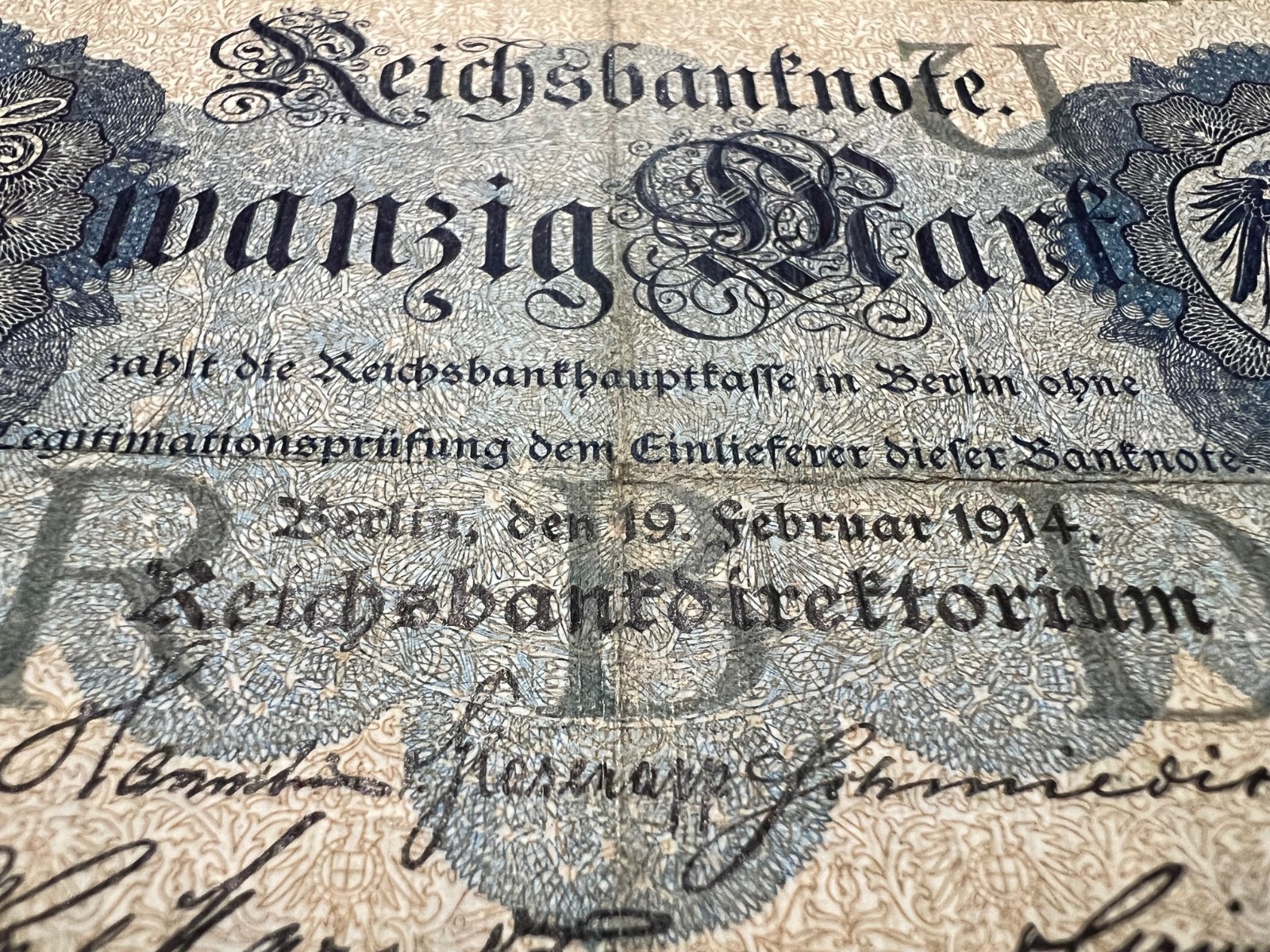 3x 1914 German 20 Mark Banknote World War One Currency Fascism Hyperinflation