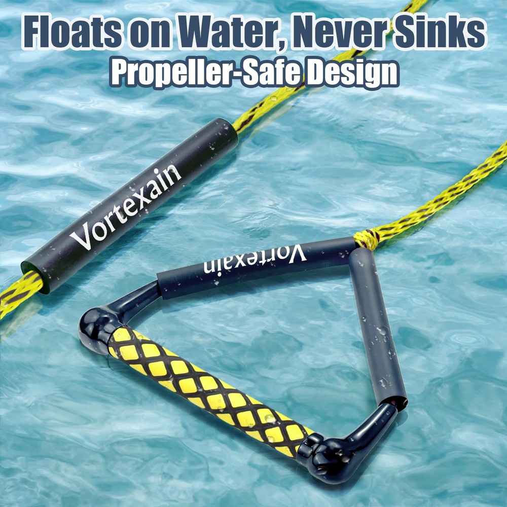 Vortexain Wakeboard Rope with Handle, 75ft 2-Section One Size, Yellow Black