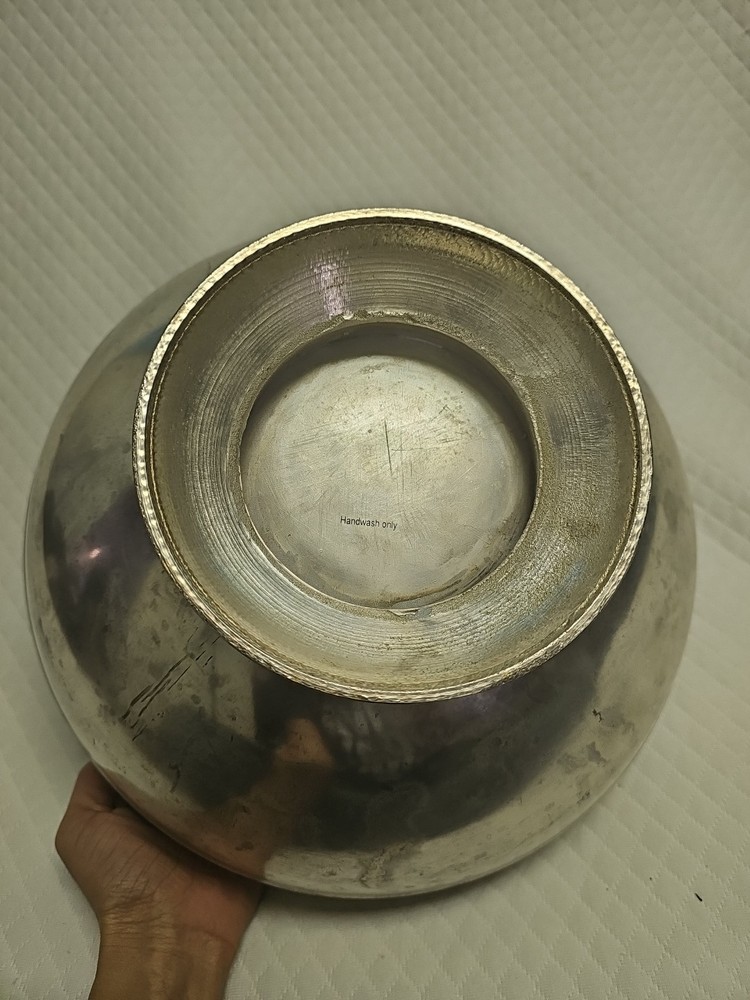 Pottery Barn Antique Silver Sentiment Serving Bowl 13"