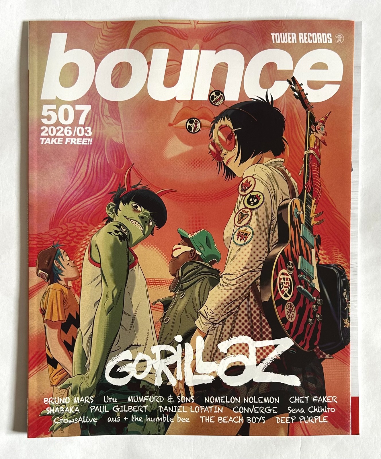 GORILLAZ BRUNO MARS JAPAN bounce MAGAZINE 03/2026 MUMFORD & SONS CHET FAKER Z23
