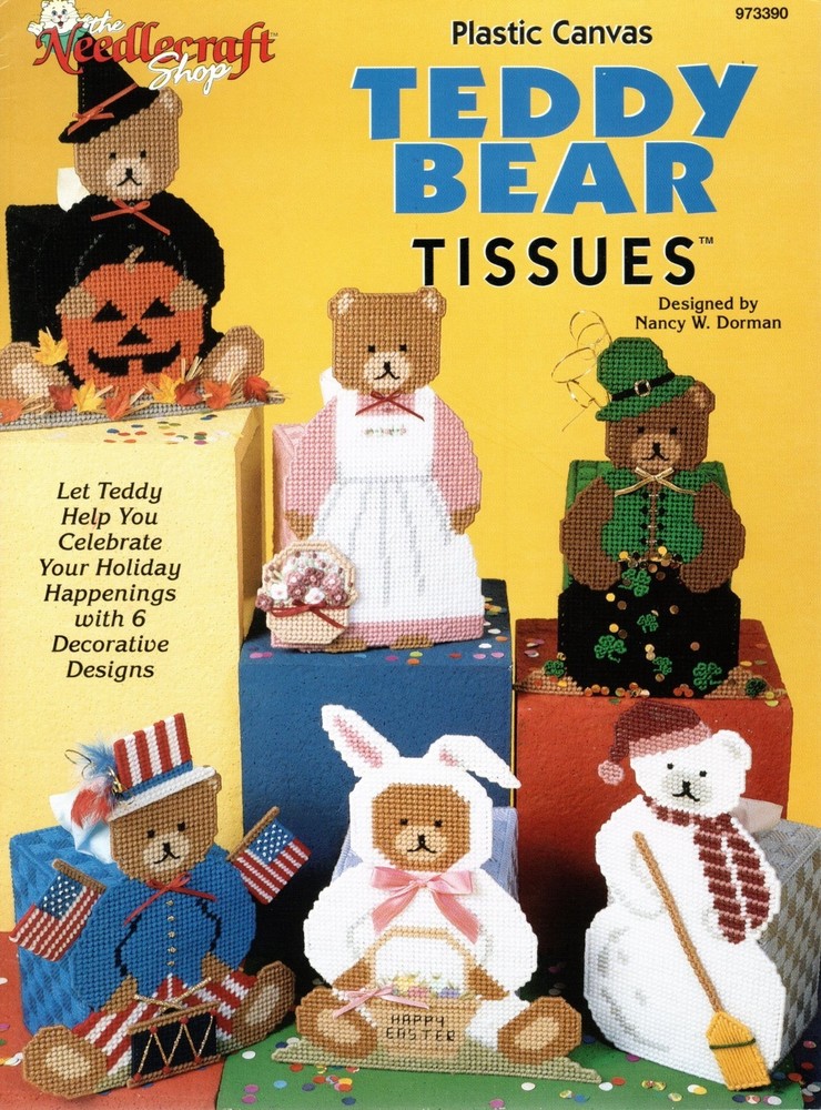 Needlecraft Shop 973300 TEDDY BEAR TISSUES Plastic Canvas Pattern Leaflet