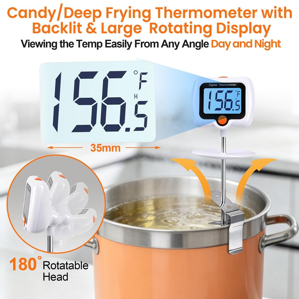 Candy Thermometer for Candy Making with Pot Clip,Best Instant Read Thermometer D