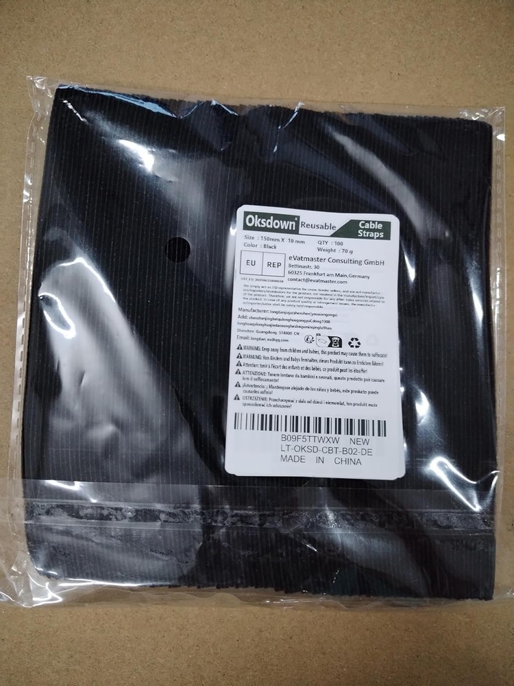100 Pcs Reusable Cable Ties 6 Inch Black Straps Adjustable Hook 100PCS,