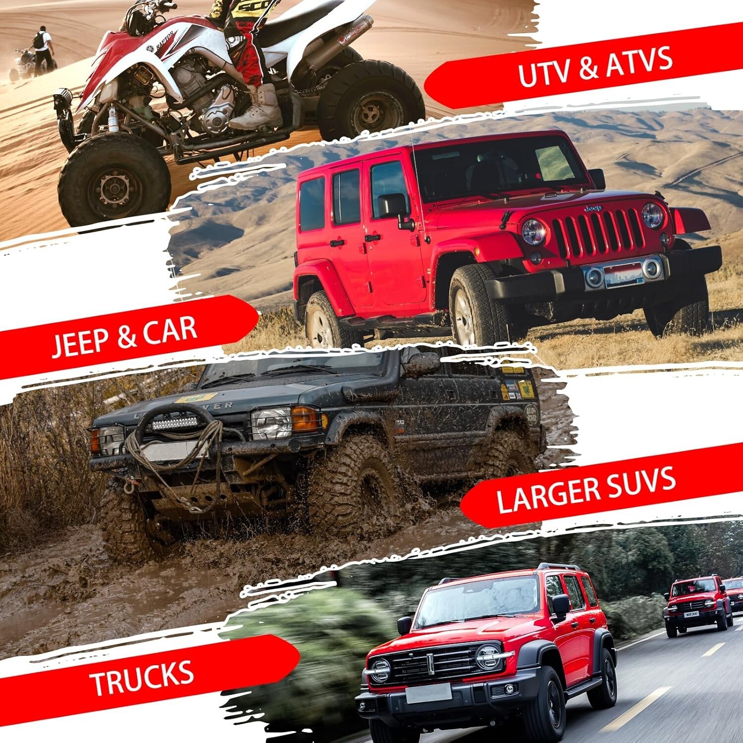 X-BULL Kinetic Rope Recovery Kit 30ft rope Soft Shackles Heavy Gloves 4WD Car