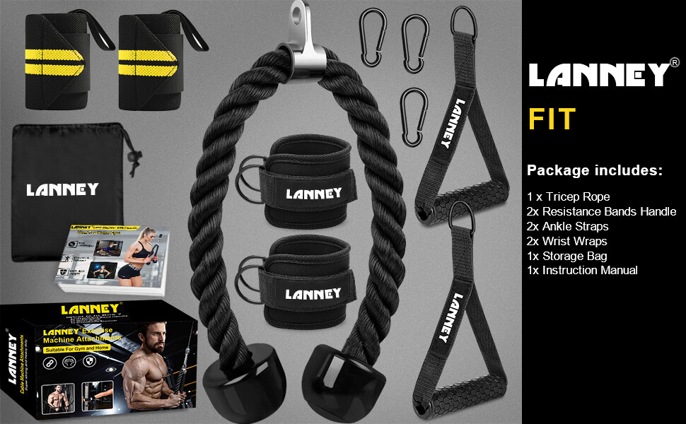 Tricep Rope Cable Machine Attachment 35 Triceps Pull down Rope LAT Pulldown