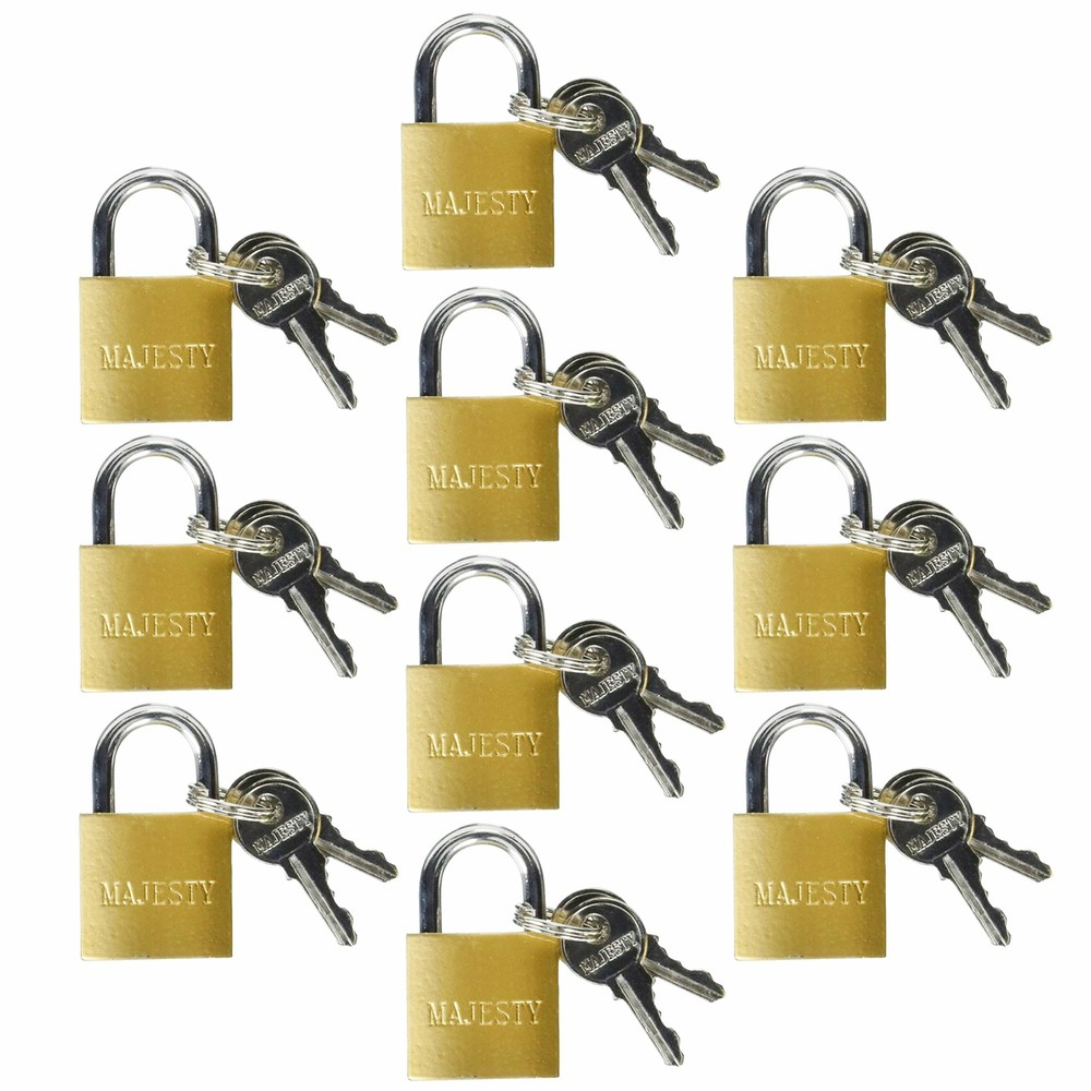 10 Pcs 25mm Solid Brass Mini Padlock Set Pad Locks w/ 2 Keys for Locker Luggage