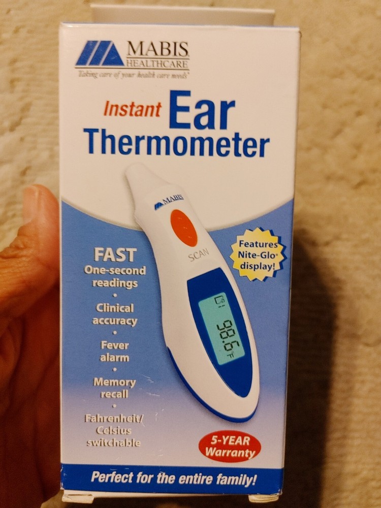 MABIS Instant Ear Thermometer. Night Glo Display. Fast *No Guidebook*