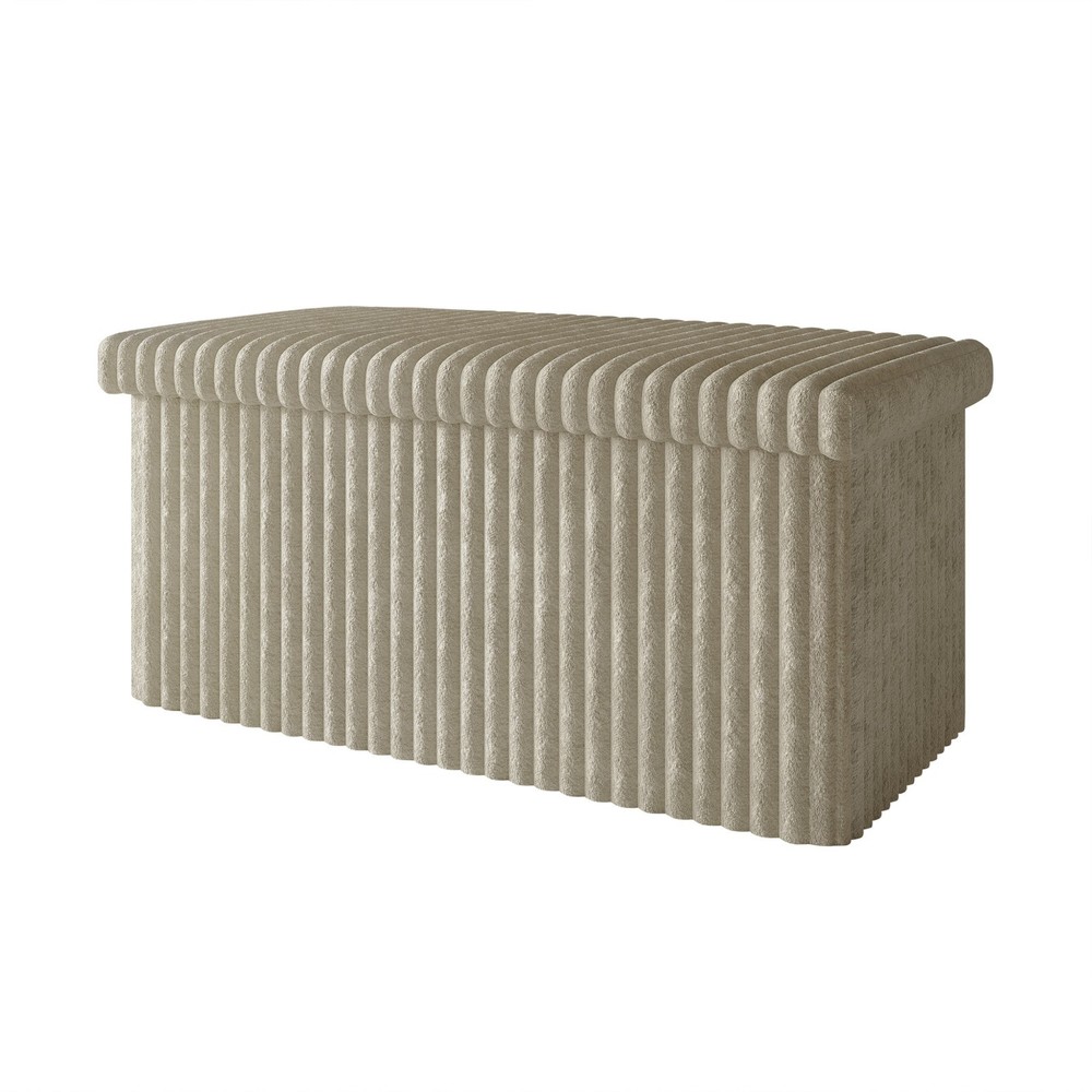 Florence Upholstered Folding Storage Bench W/ Foam Filled Seat Multi-Purpose