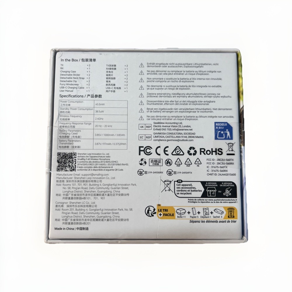 SMALLRIG S60 Wireless Microphone (White/USB-C Version) 4706