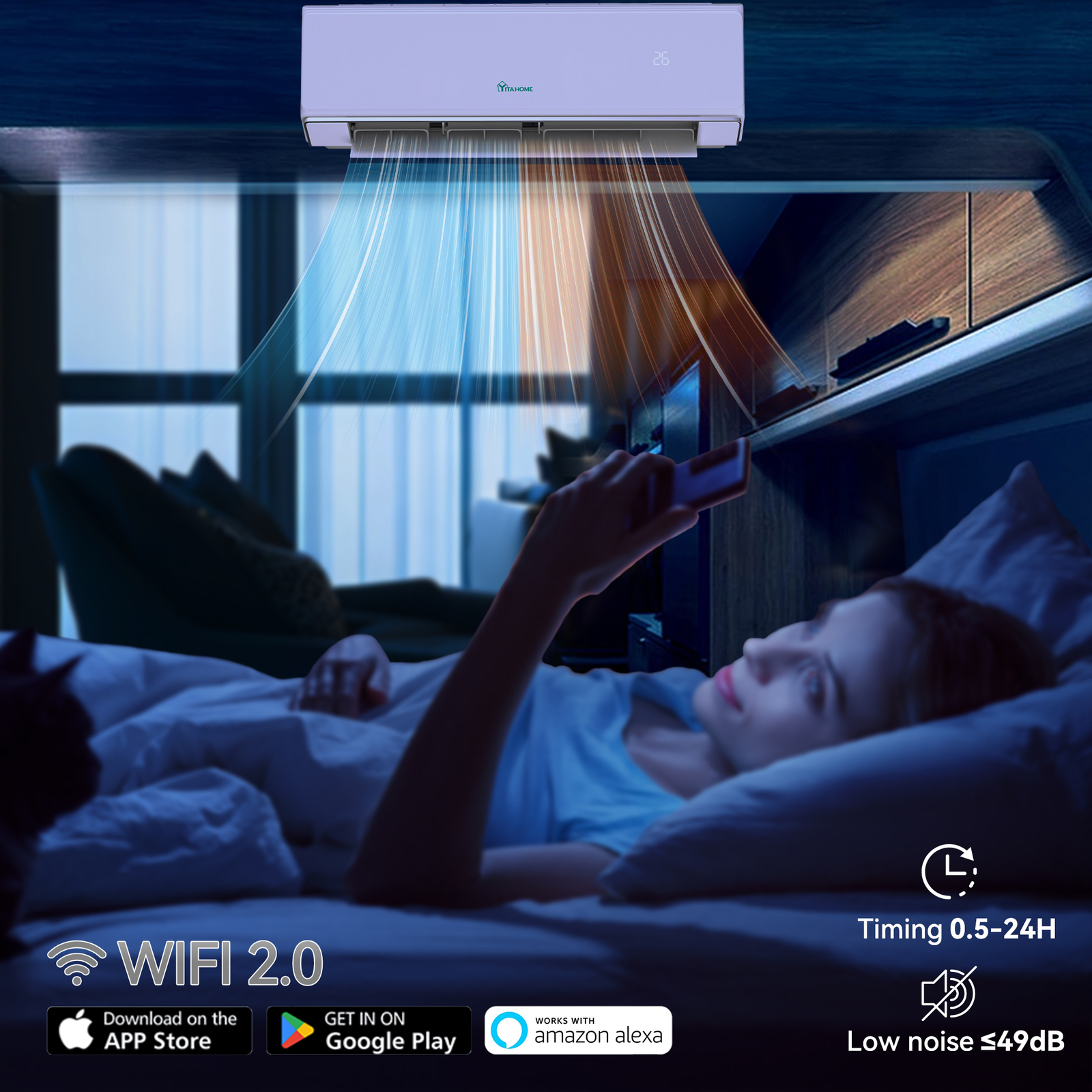 18000 BTU Mini Split Air Conditioner Heat Pump System 208-230V Ductless AC Cool