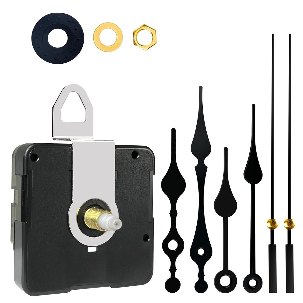 Clock Mechanism Replacement,Quartz Battery thread length 3/8 inch, Black