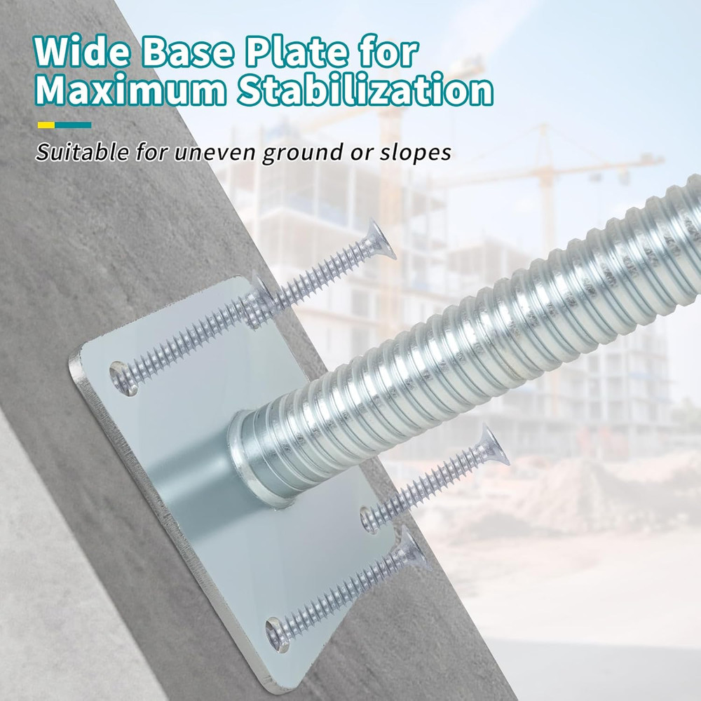 24" Adjustable Scaffolding Leveling Jack, Galvanized Steel, 4-Pack