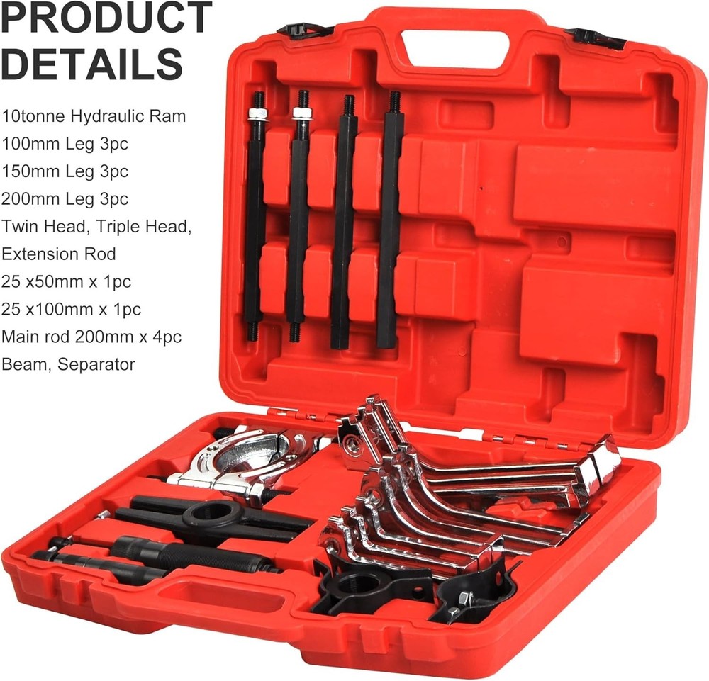 10 Ton Hydraulic Gear Jaw Pulling Bearing Separator Puller Set Kit