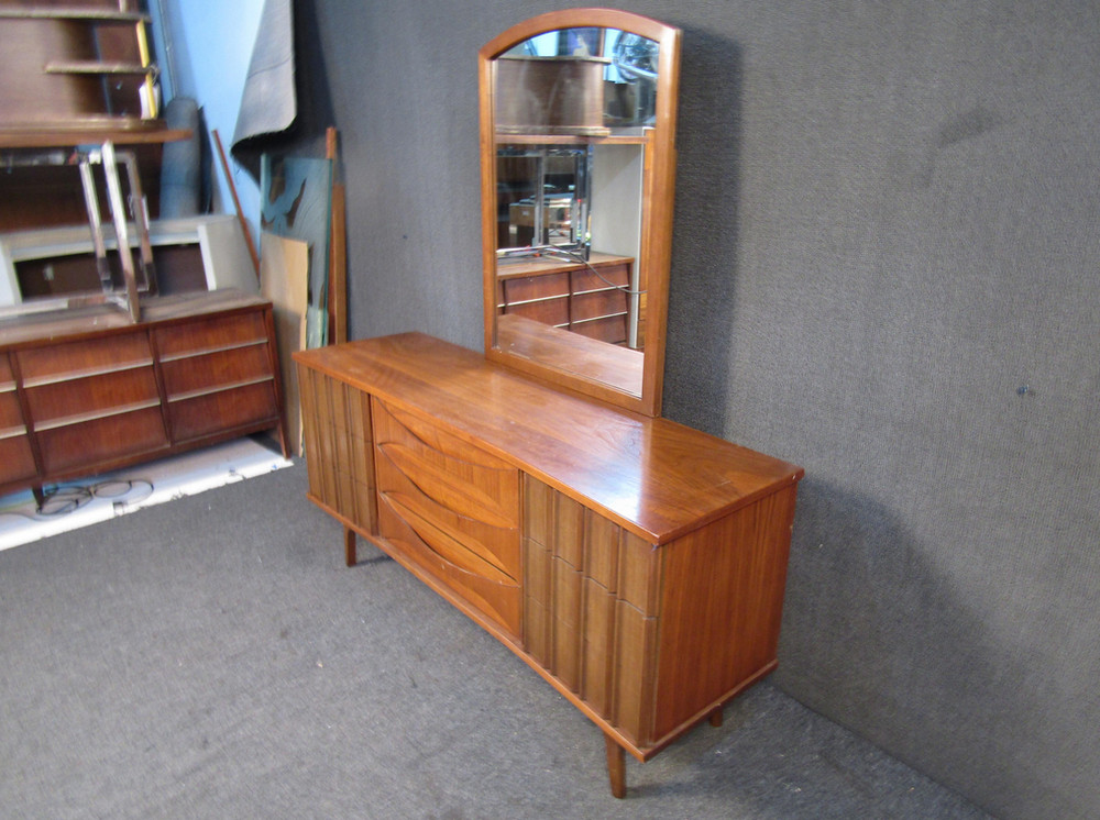 Mid-Century Walnut Sideboard w\ Mirror