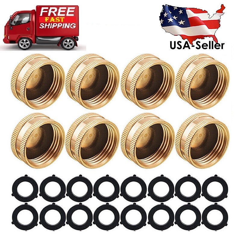 NEW Garden Hose End Caps with Washers Brass Fix Leaky Spigot Cap Set 3/4" Female