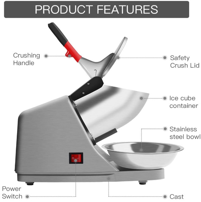 Maquina Trituradora De Hielo Picadora Para Raspados Electrica 300W Comercial NEW