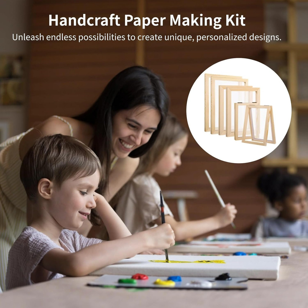 6 Pcs Paper Making Frame Kit - 3 Sizes Paper Making Screens Papermaking Frames W