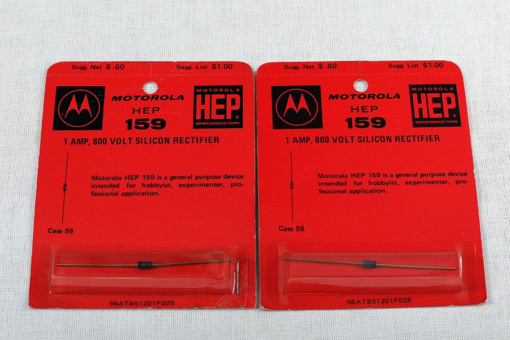 Motorola HEP 159 Silicon Rectifier Diode 1A 800V NOS (PAIR)