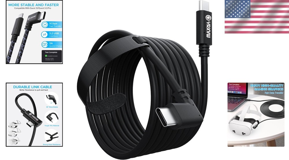 10FT High-Speed Link Cable for Meta/Oculus Quest 2/3/Pro - Flexible & Fast