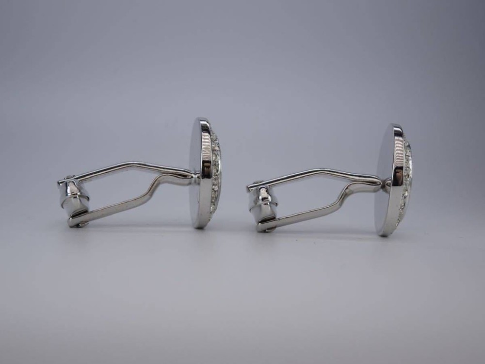 Christian Dior Circle Rhinestone Cd Logo Cufflinks