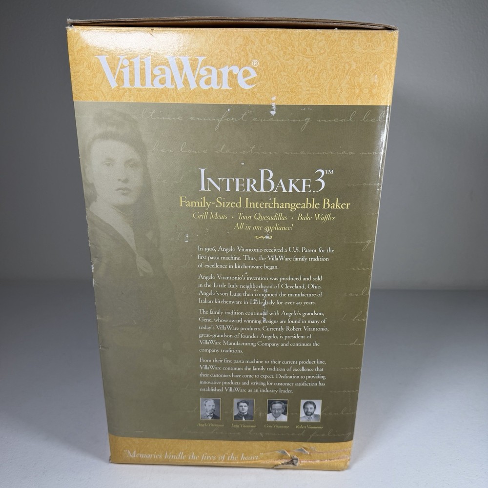 VillaWare InterBake3 Family-Sized Interchangeable Baker 4-square OPEN BOX