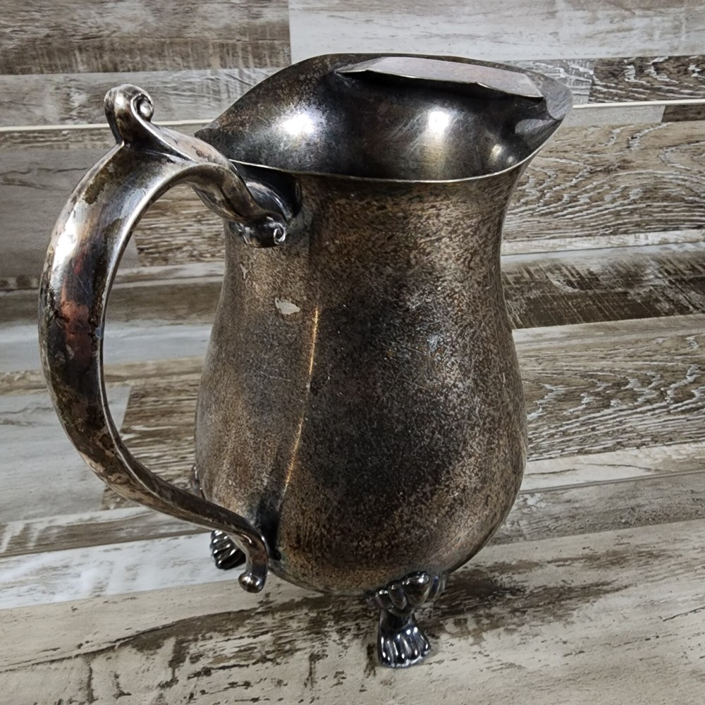 Vintage Silver Plate Leonard Silverplate Footed Water Pitcher With Ice Lip