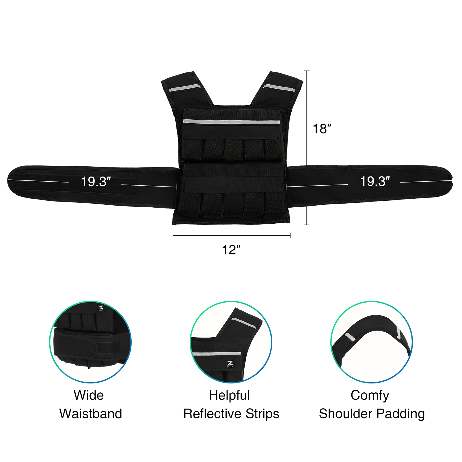 ZELUS 30/60LB Adjustable Weight Vest Weighted Vest for Running Home Gym Workout