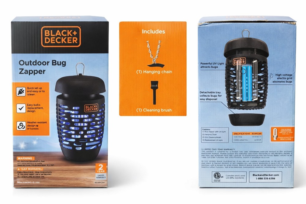 Bug Zapper Electric Lantern with Insect Tray, Cleaning Brush, Light Bulb &...