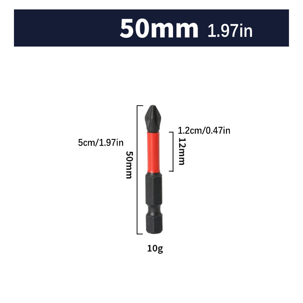 12Pcs PH2 Magnetic Cross Phillips Impact Batch Head Hardness Screwdriver Bit Kit