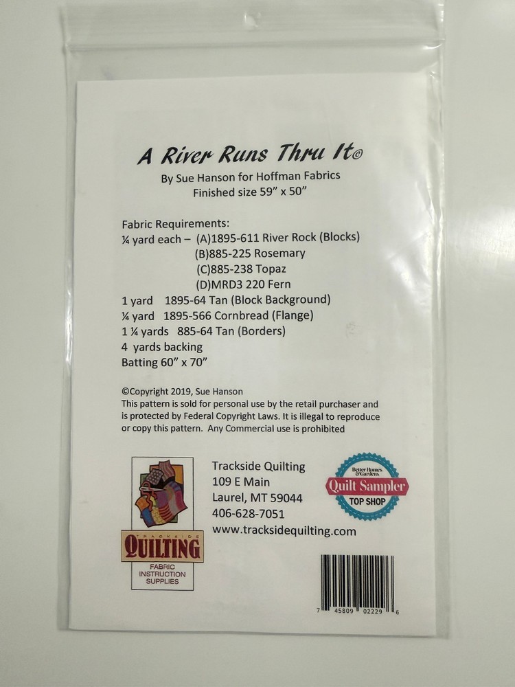 A River Runs Thru It Pattern 59" x 50" by Sue Hanson