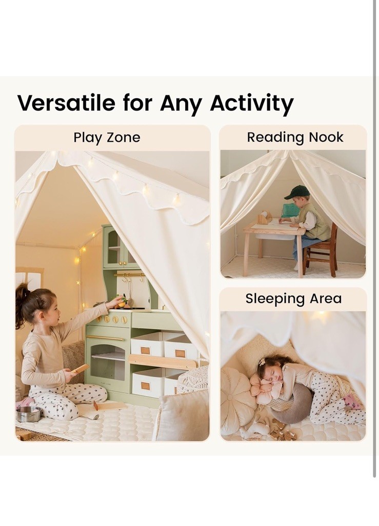 Tiny Land Kids Tent with Mat and Star Lights, Indoor Playhouse for Toddlers